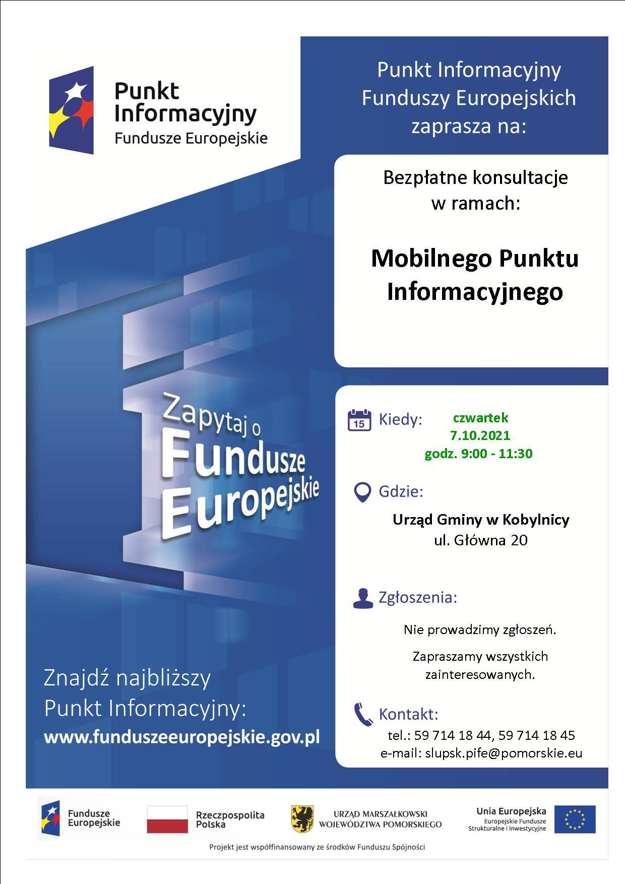 Plakat Mobilny Punkt Informacyjny Kobylnica 7.10.2021