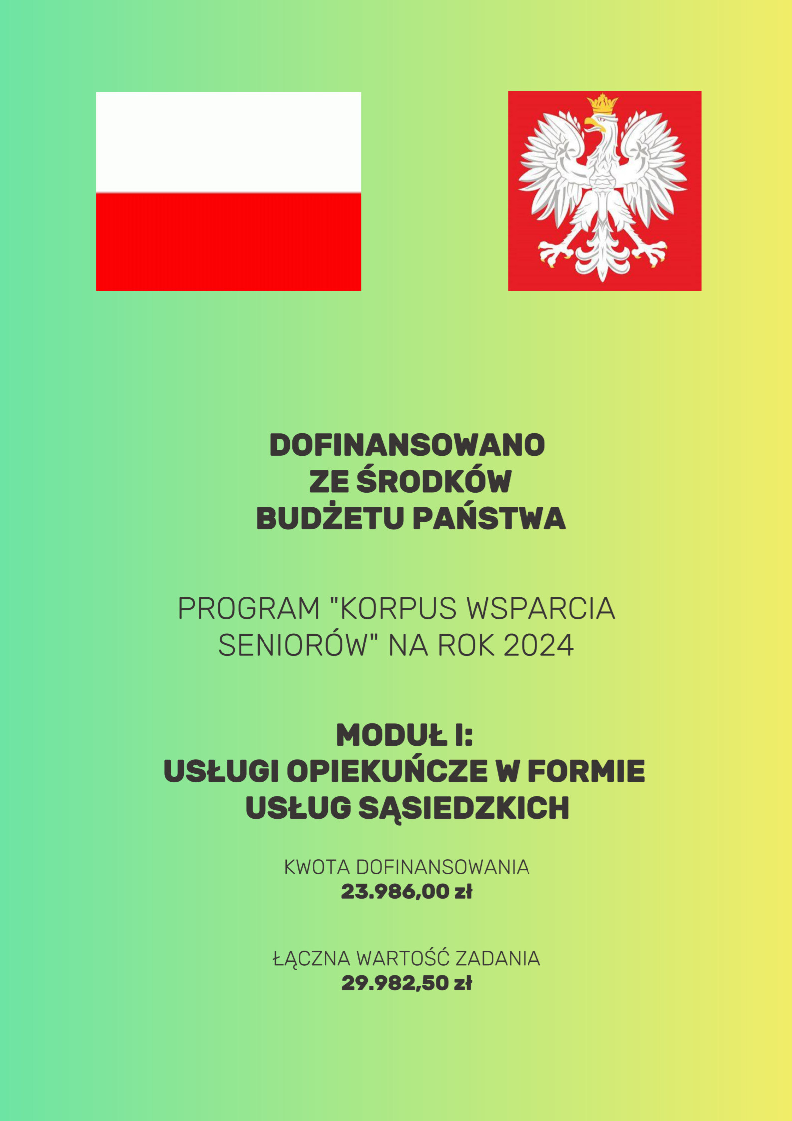 plakat przedstawiający informacje dotyczące korpusu wsparcia seniorów